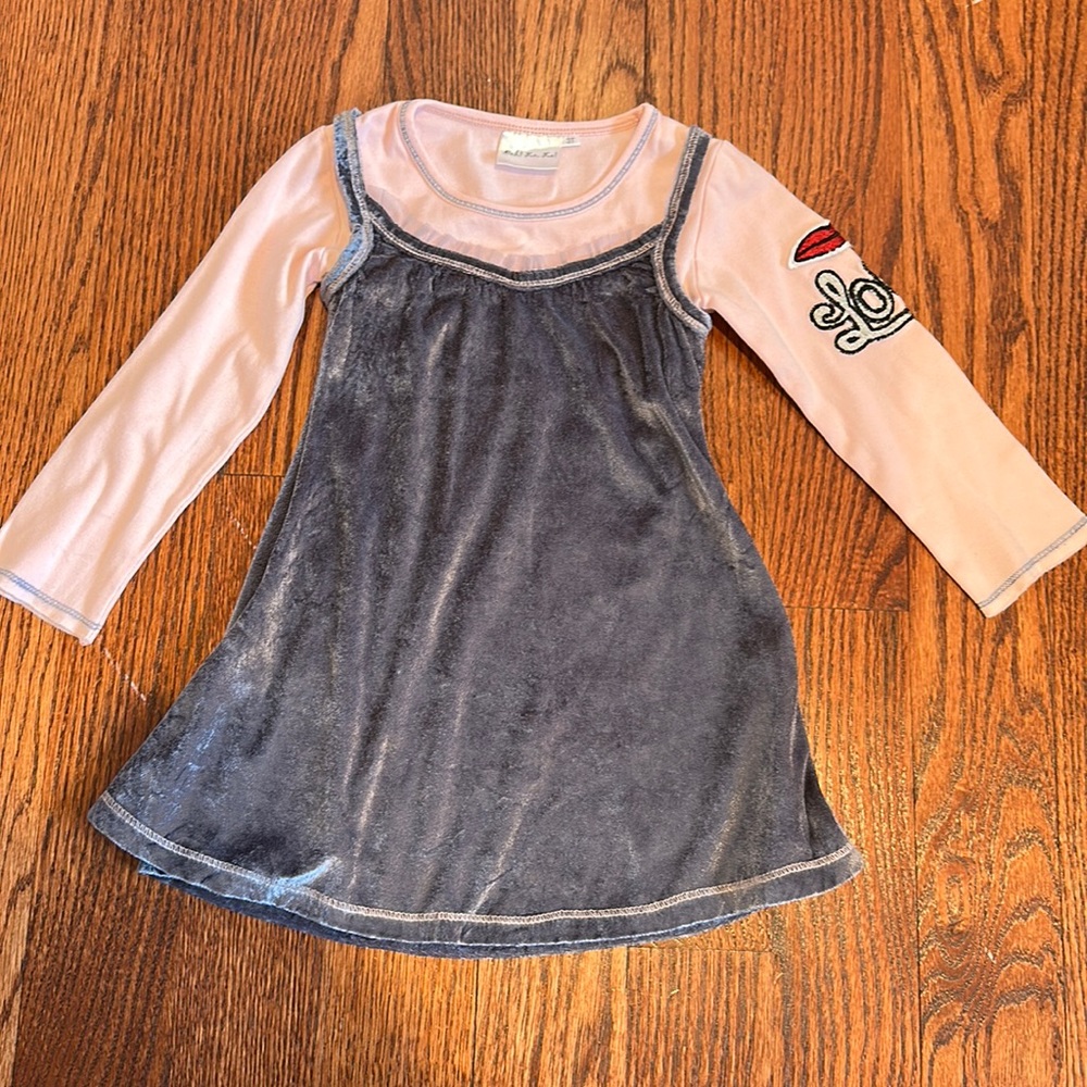 Ooh! La, La! Couture Pink and Gray Kids Dress 3T